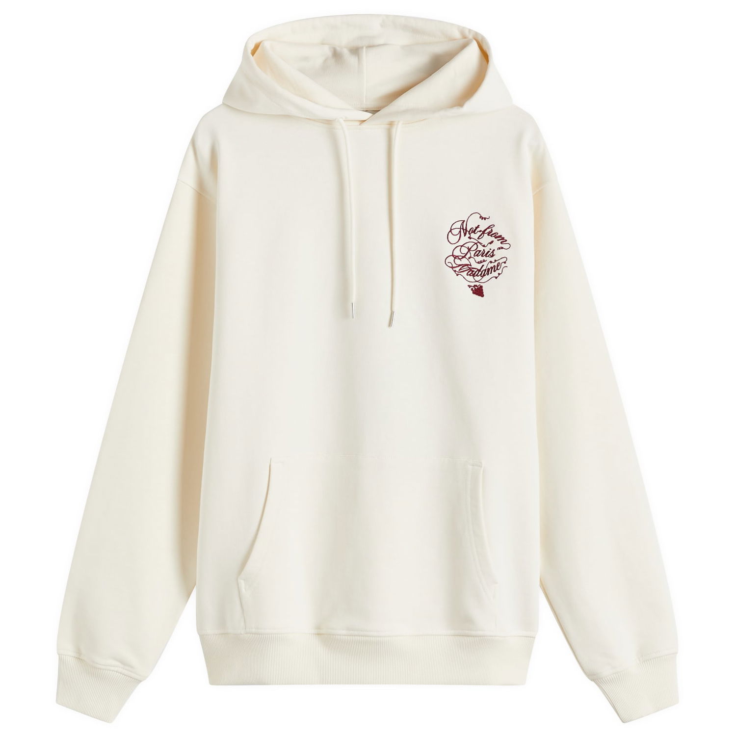 Mikina Drôle de Monsieur Caligraphy Print Relaxed-Fit Hoodie Biela | F-HO175-CO127-CM, 0