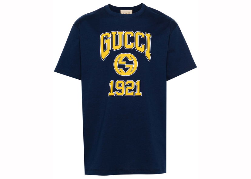 Tričko Gucci Logo Print T-shirt Navy Blue Navy | 771758 XJF3R