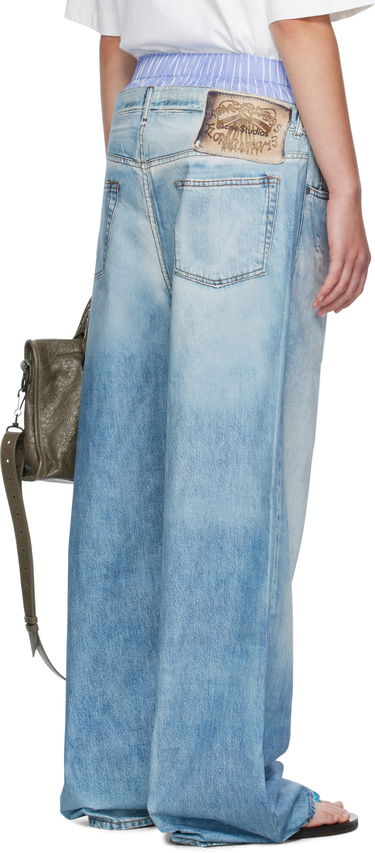 Nohavice Acne Studios Acne Studios Printed Wide-Leg Trousers Modrá | AK0918-, 2