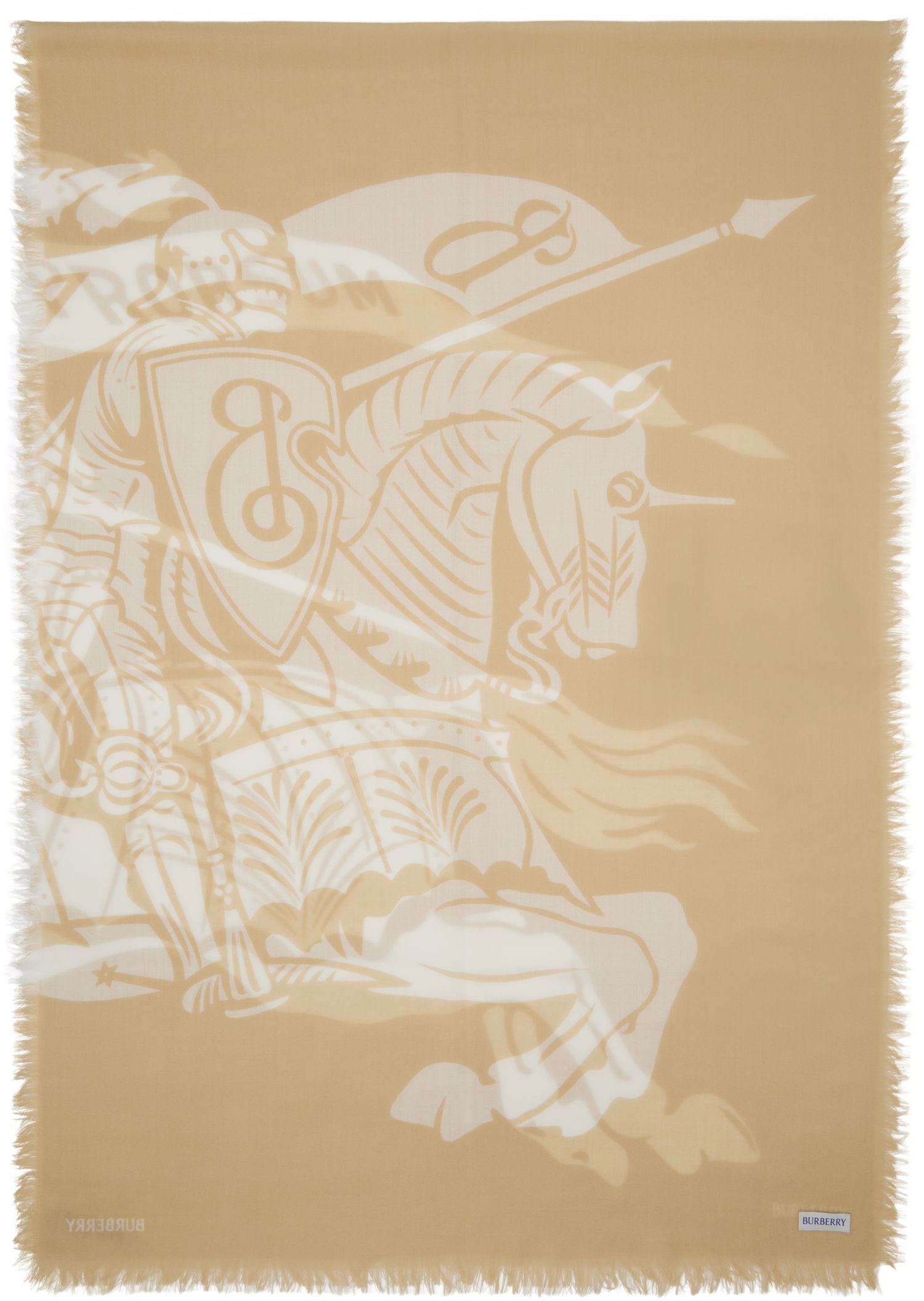 Šál Burberry Wool Scarf With Equestrian Knight Print Béžová | 8103282, 1