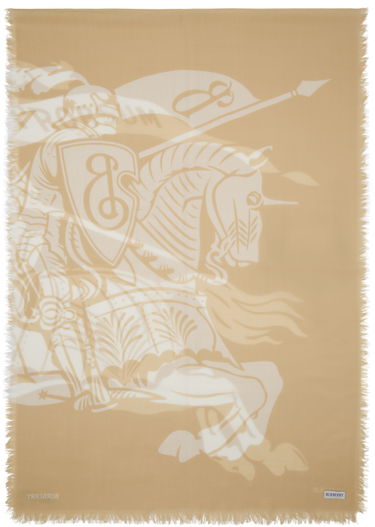 Šál Burberry Wool Scarf With Equestrian Knight Print Béžová | 8103282, 1
