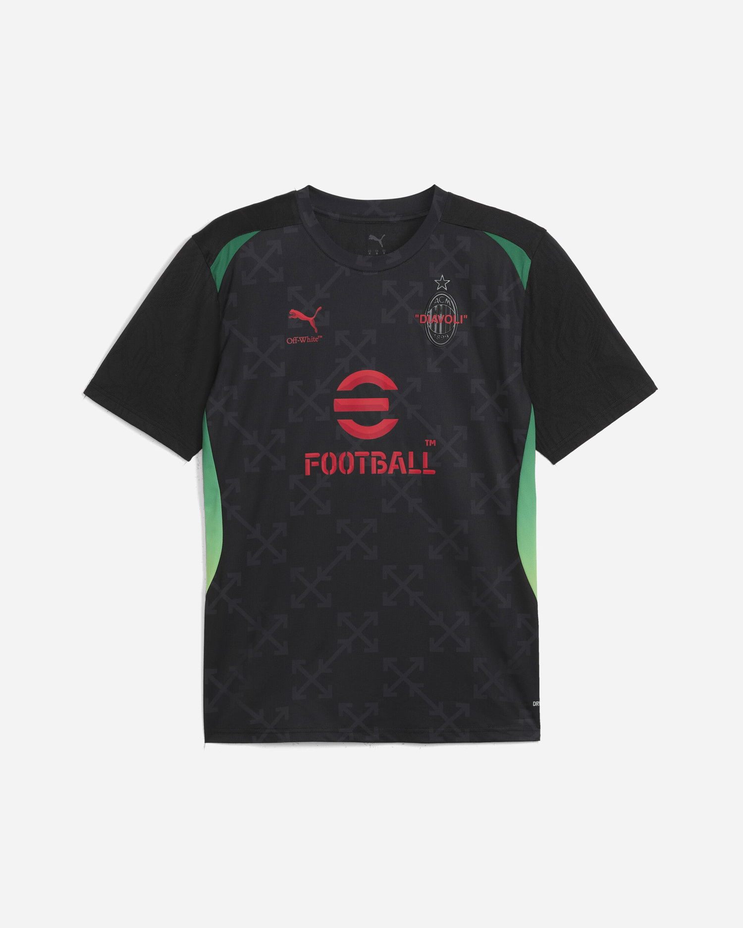Tričko Puma AC Milan x Off-White Prematch Jersey Black / Red Čierna | 783005-04, 1