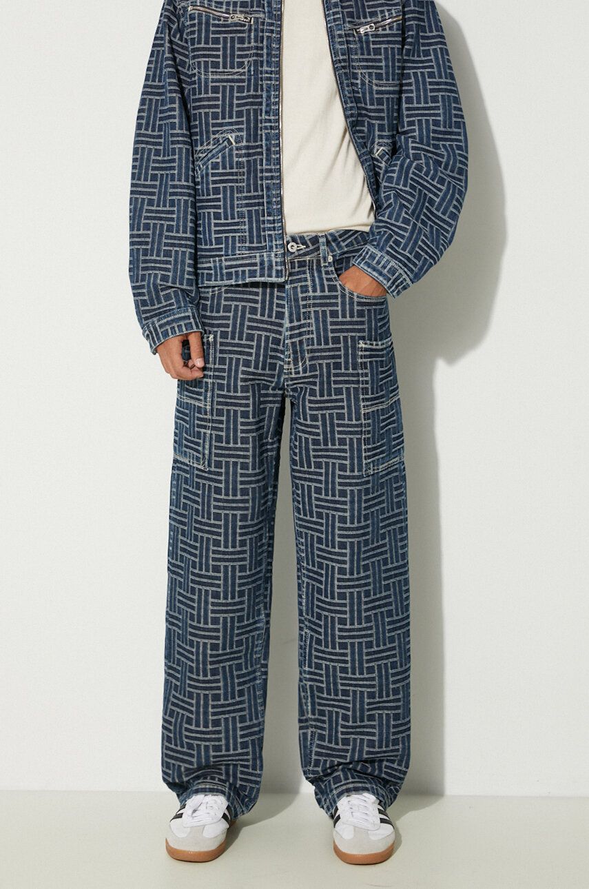 Džínsy KENZO Cargo Monkey Fit Jeans Weave Modrá | FE65DP4086J2.DD, 0