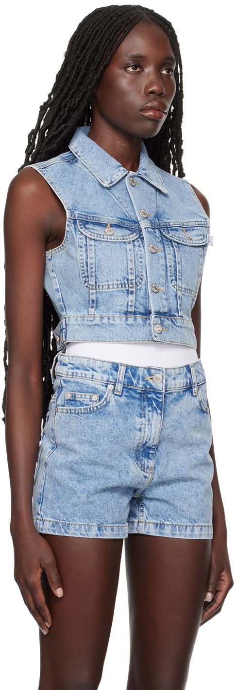 Vesta Moschino Moschino Jeans Faded Denim Vest Modrá | 0505 3236, 1