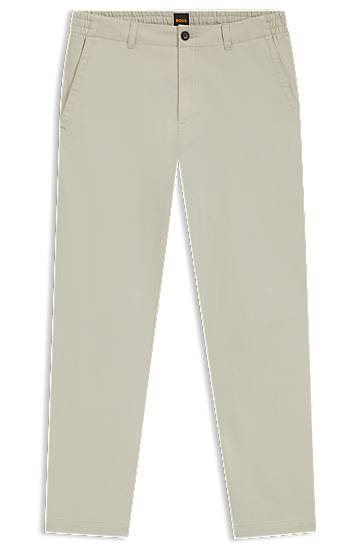 Nohavice BOSS Regular-Fit Cotton-Blend Twill Trousers Béžová | 50542986, 0
