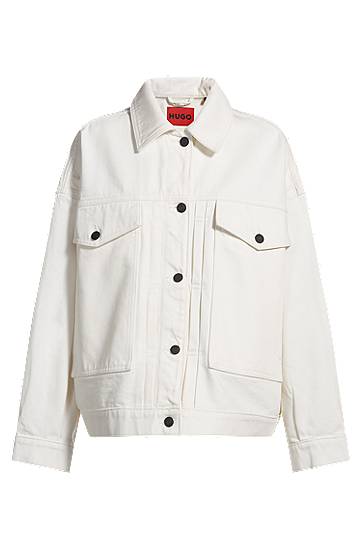 Bunda BOSS HUGO Oversized Rigid Denim Jacket Biela | 50535349, 0