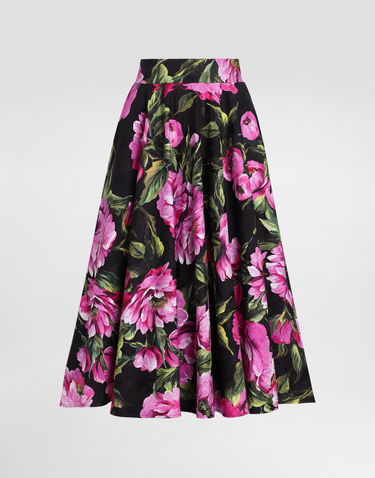 Sukňa Dolce & Gabbana Dolce & Gabbana Peony Print Cotton Circle Skirt Čierna | F4C2ITFSFN9HN5KR, 0