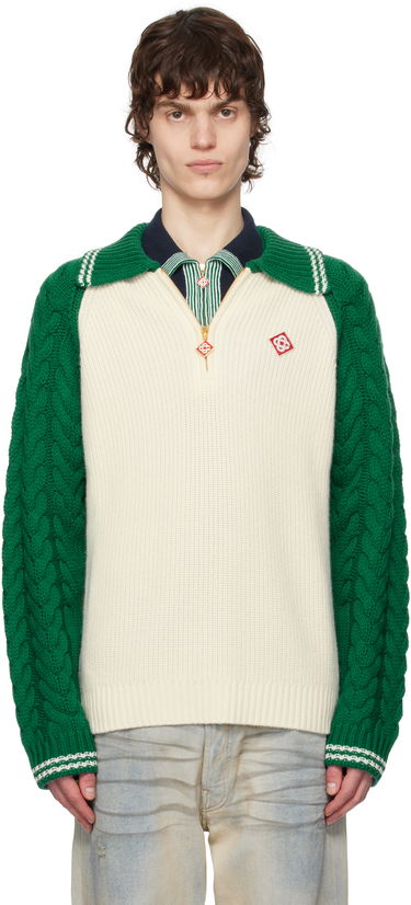 Sveter Casablanca Casablanca Cable Knit Cashmere Sweater Biela | MPS25-KW-820-01, 0