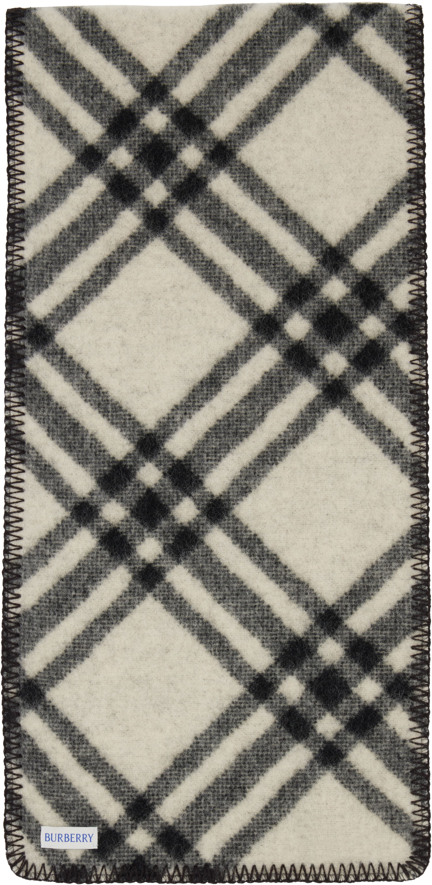 Šál Burberry Burberry Tri Bar Check Wool Scarf Čierna | 8114301, 1
