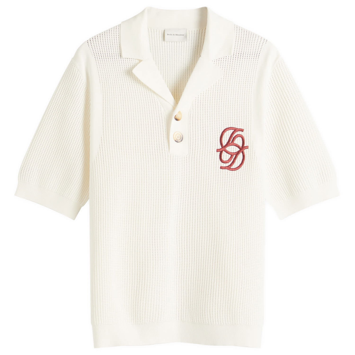 Polo tričko Drôle de Monsieur Monogram Knit Polo, Size Large Biela | G-PO171-CO207-CM, 1