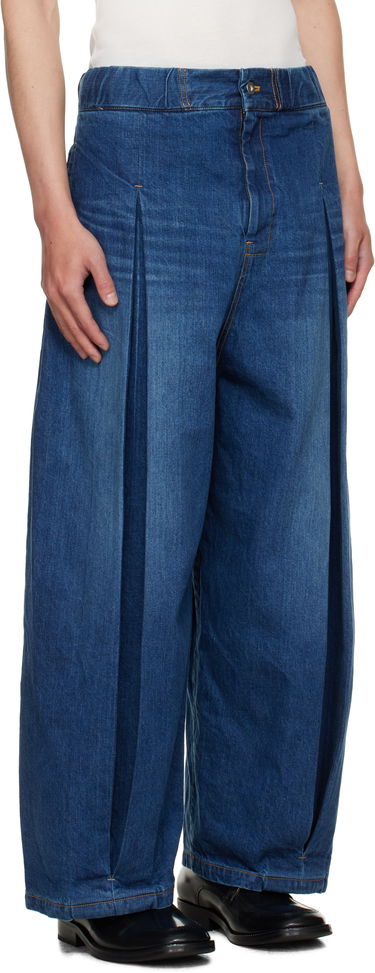 Džínsy sage NATION SAGE NATION Box Pleat Jeans Modrá | S074 BOX PLEAT TROUSER DENIM D, 1