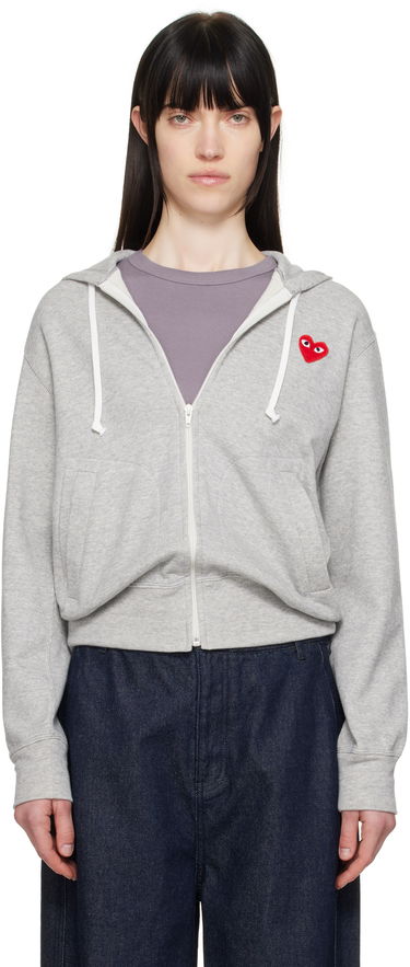 Mikina Comme des Garçons COMME des GARÇONS PLAY Small Heart Zip-Up Hoodie Šedá | T168-051, 0