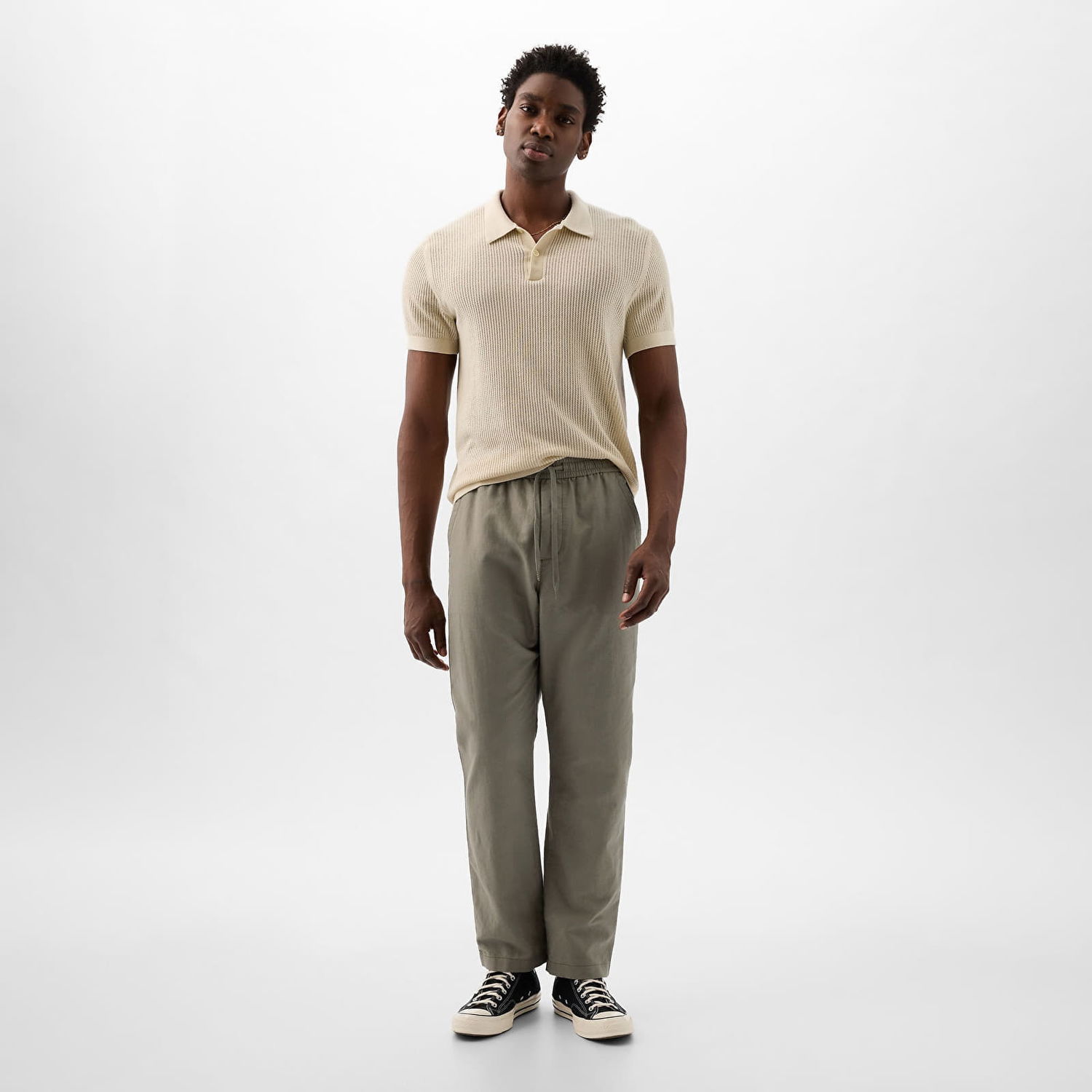 Nohavice GAP Linen Pull On Pants Army Jacket Green Zelené | 870590-00, 0