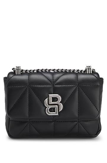 Taška cez rameno BOSS Small quilted shoulder bag with Double B monogram Čierna | 50557965, 0