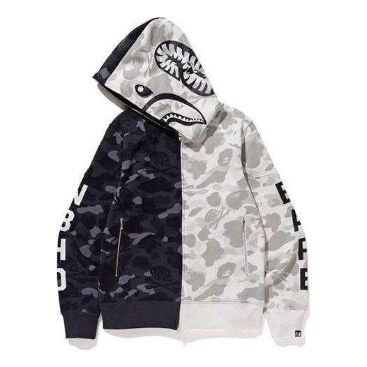 Mikina BAPE Neighborhood Shark Camo Full Zip Hoodie Biela | 1E73-115-941
