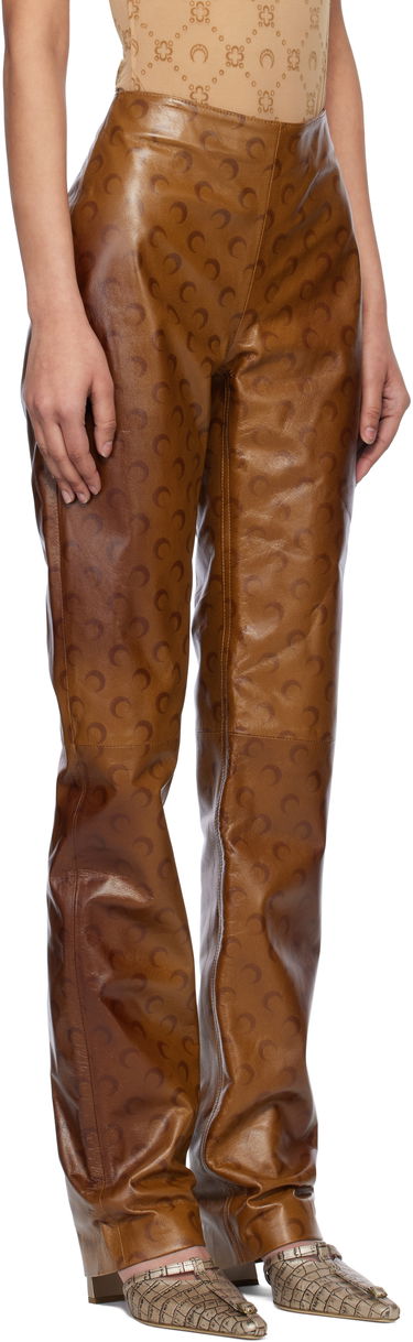 Nohavice Marine Serre Marine Serre Moon Airbrushed Leather Pants Hnedá | WPA153A CLEA0050, 1