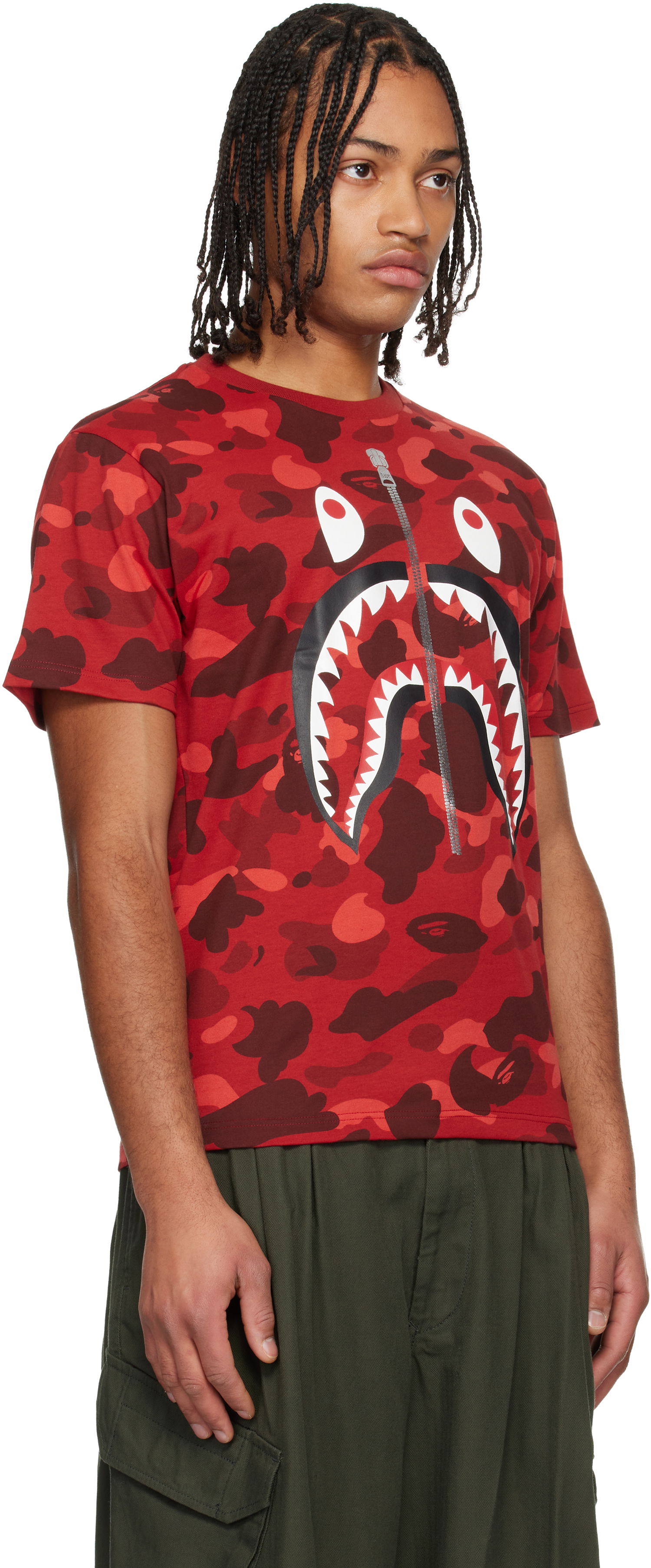 Tričko BAPE Camo Shark T-shirt Červená | 001CSL801017M, 1