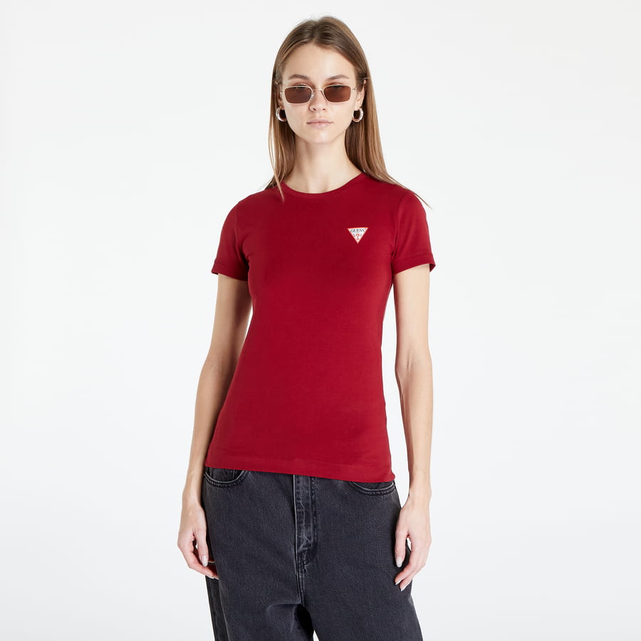 Tričko GUESS Mini Triangle T-Shirt Vínová | W2YI44J1311-G5B7, 0