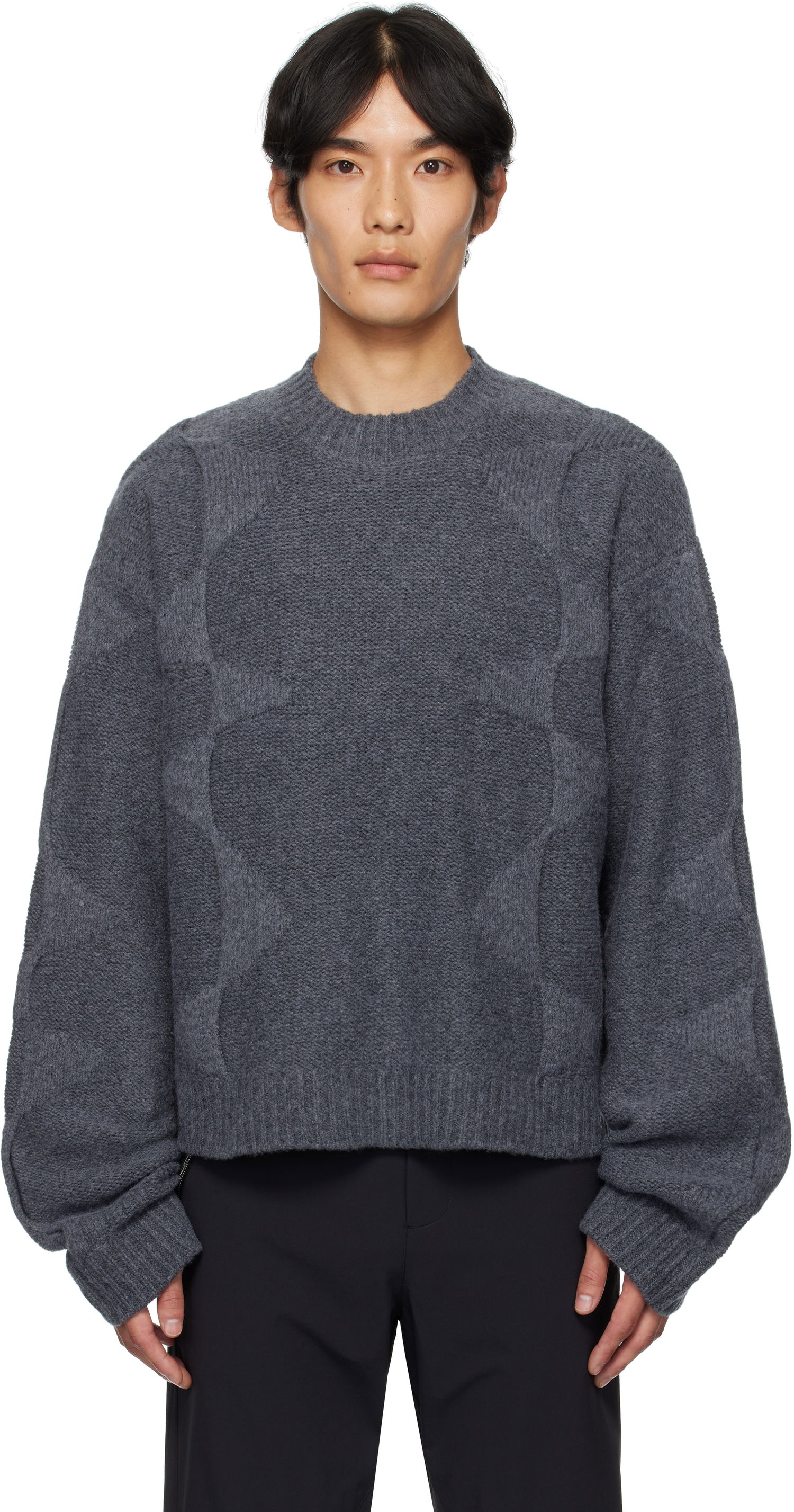 Sveter HELIOT EMIL HELIOT EMIL Cropped Spiral Knit Sweater Šedá | PREAW25_M_07_063_DGY05_CO, 0