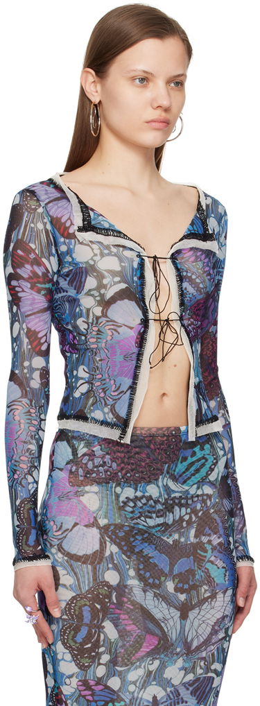Tielko Jean Paul Gaultier Gaultier Butterfly Print Tie Cardigan Modrá | 24/25-F-CD006-T545-5090, 1