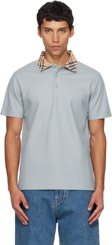 Polo tričko Burberry Burberry Check Collar Cotton Polo Modrá | 8110944, 0