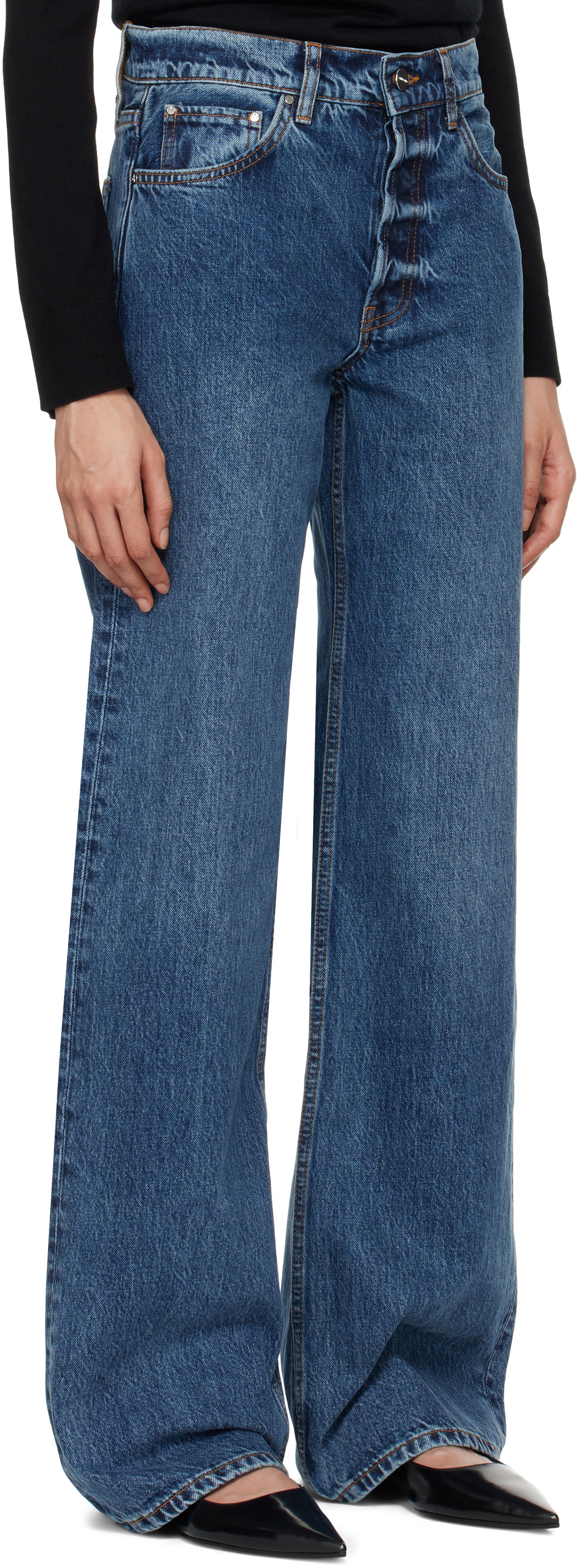 Džínsy Anine Bing ANINE BING Hugh Wide Leg Jeans Modrá | A-06-1134-418-WHD8, 1