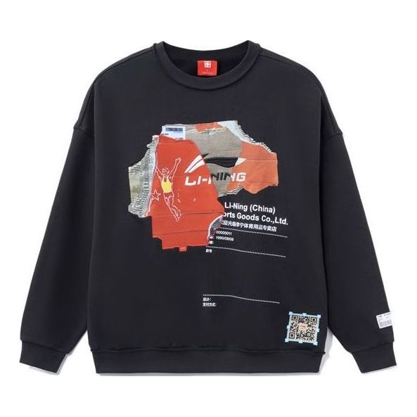 Mikina Li-Ning Cardboard Graphic Sweatshirt Čierna | AHSR919-2