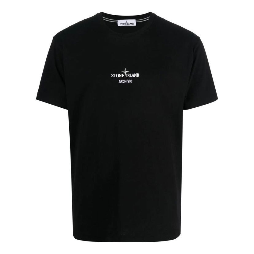Tričko Stone Island Project Logo-Print Cotton T-Shirt Čierna | 78152NS91-V0029