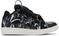 Black Curb Leather Sparkles Sneakers