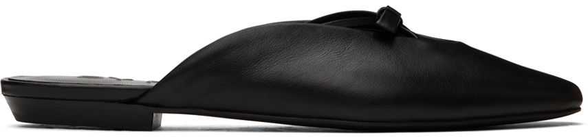 Leather Mules with Bow Detail