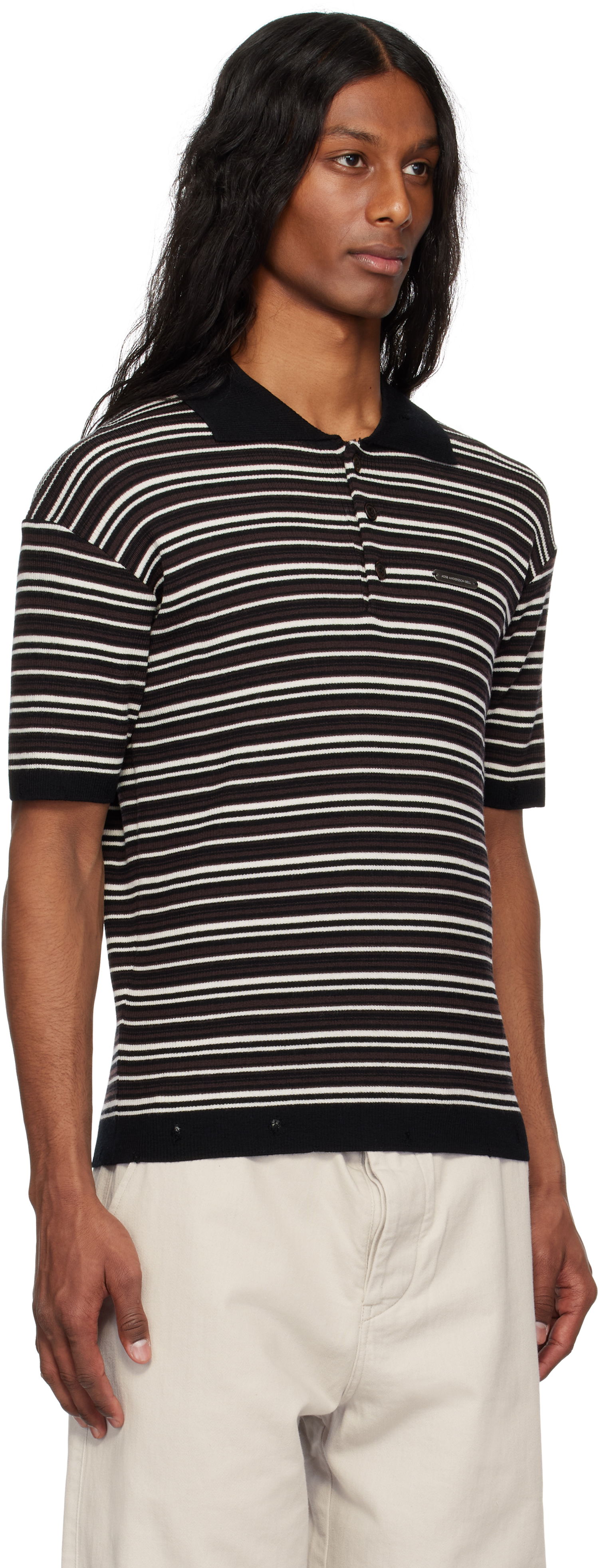 Polo tričko Andersson Bell Andersson Bell Striped Sweater Polo Čierna | atb1286m, 1