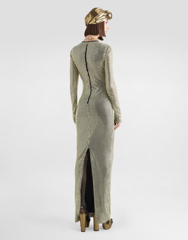 Šaty Dolce & Gabbana Long Crystal Mesh Dress Metalická | F6TJLZFLSK3S0997, 2