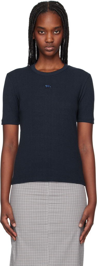 Tričko MAISON KITSUNÉ Maison Kitsuné Baby Fox Ribbed Fitted T-Shirt Navy | OW00124KJ0134, 0