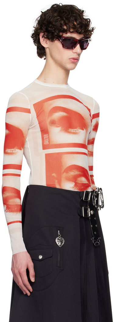 Tričko Jean Paul Gaultier Jean Paul Gaultier 'The Eyes And Lips' Mesh Long Sleeve T-Shirt Biela | 24/30-F-TO209-T553-013014, 1