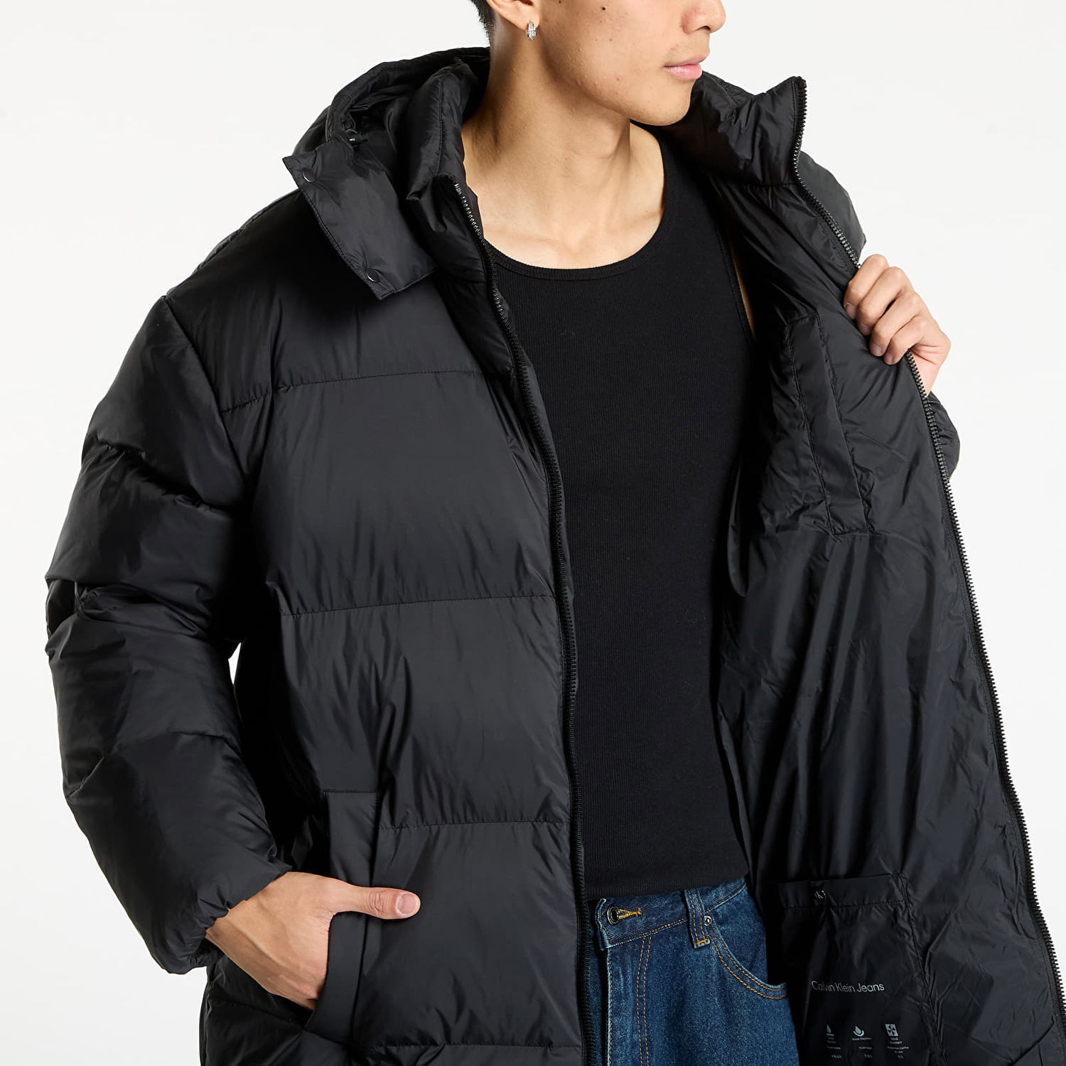 Prešívaná bunda CALVIN KLEIN Calvin Klein Jeans Long Length Hooded Coat Čierna | LV04RD518G UB1, 1