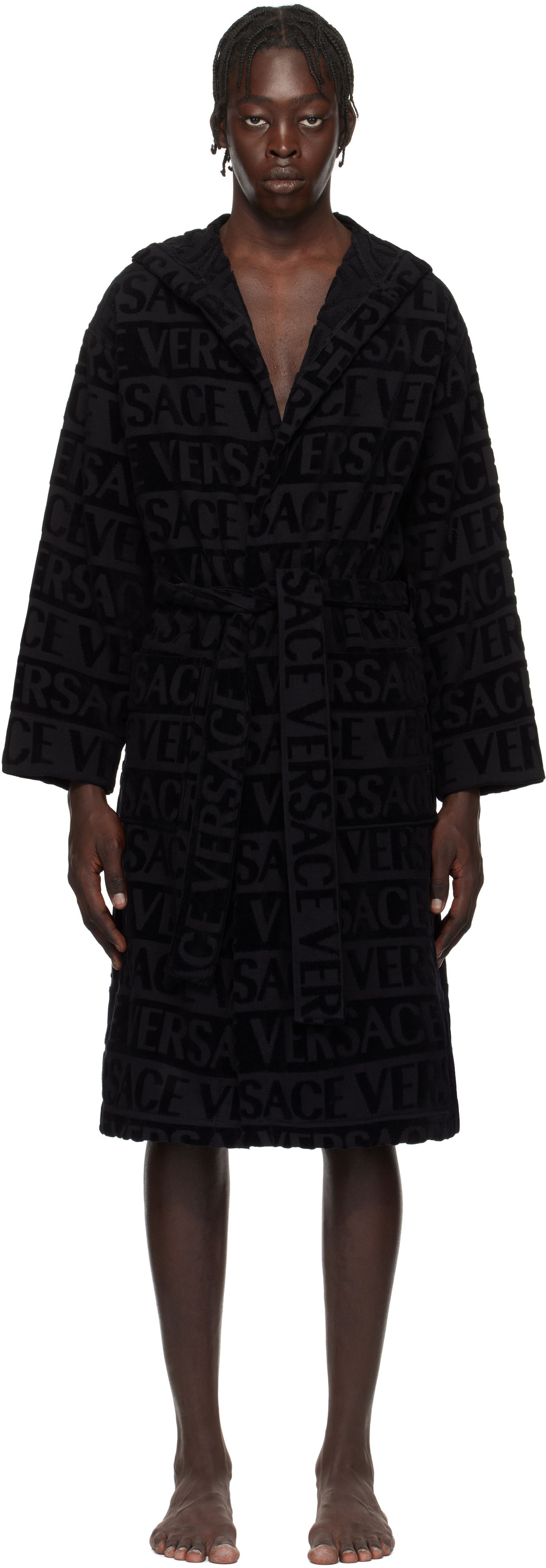 Pyžamo Versace Versace 'Versace' Allover Bathrobe Čierna | 1010660_1A07545, 0