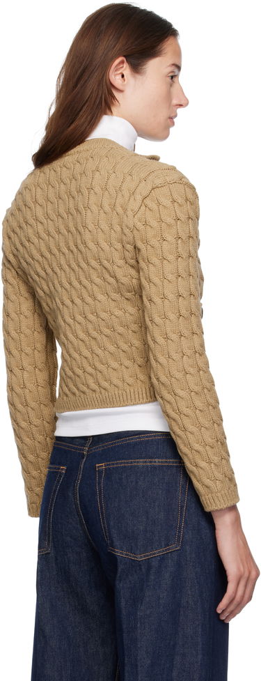 Sveter Moncler Moncler Cotton Blend Knit Cropped Cardigan Béžová | 0939B00004M7105, 2