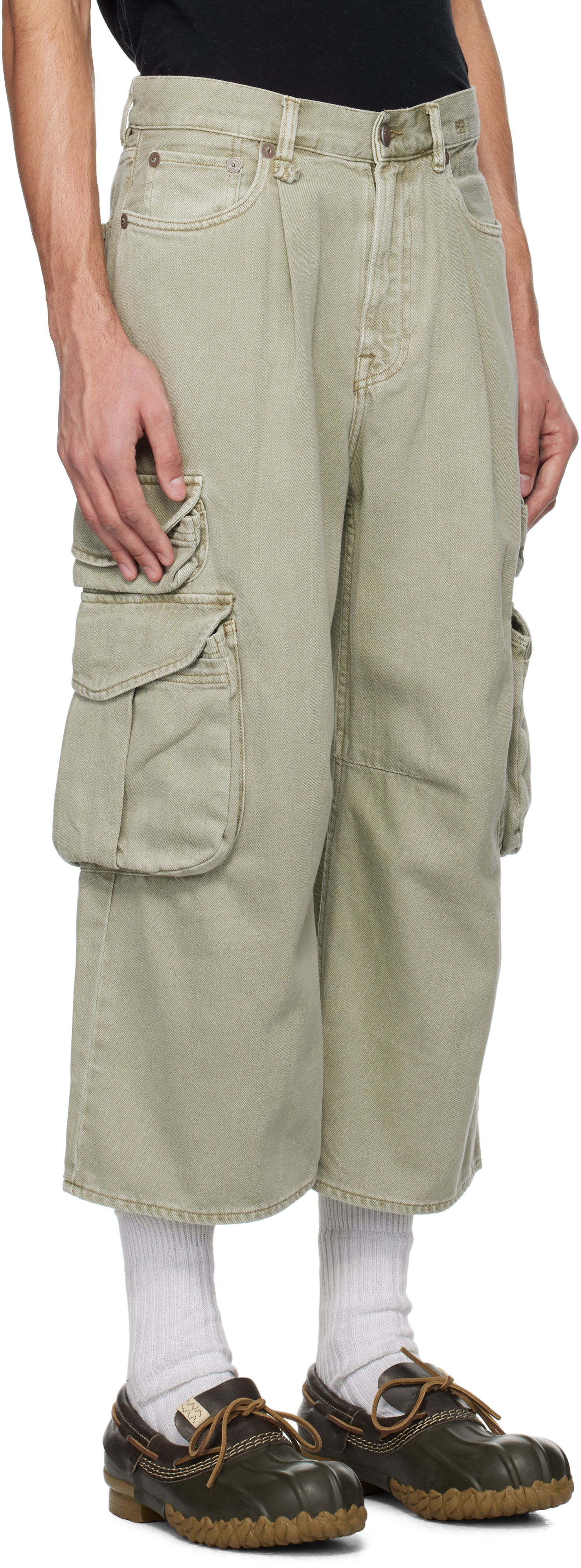 Cargo nohavice R13 R13 Cropped Multi Pocket Denim Cargo Pants Zelené | R13MD246-D292A, 1