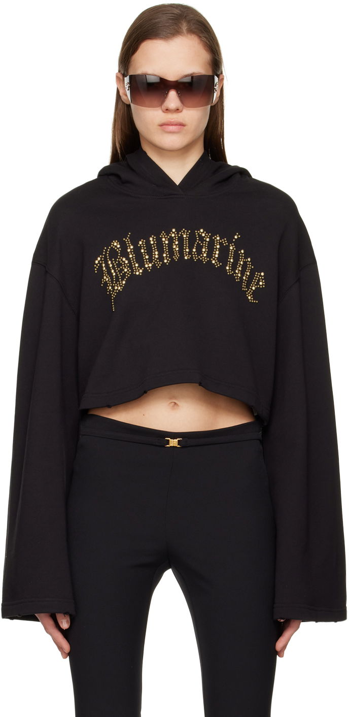 Mikina Blumarine Blumarine Cropped Embellished Hoodie Čierna | P322F017A, 0