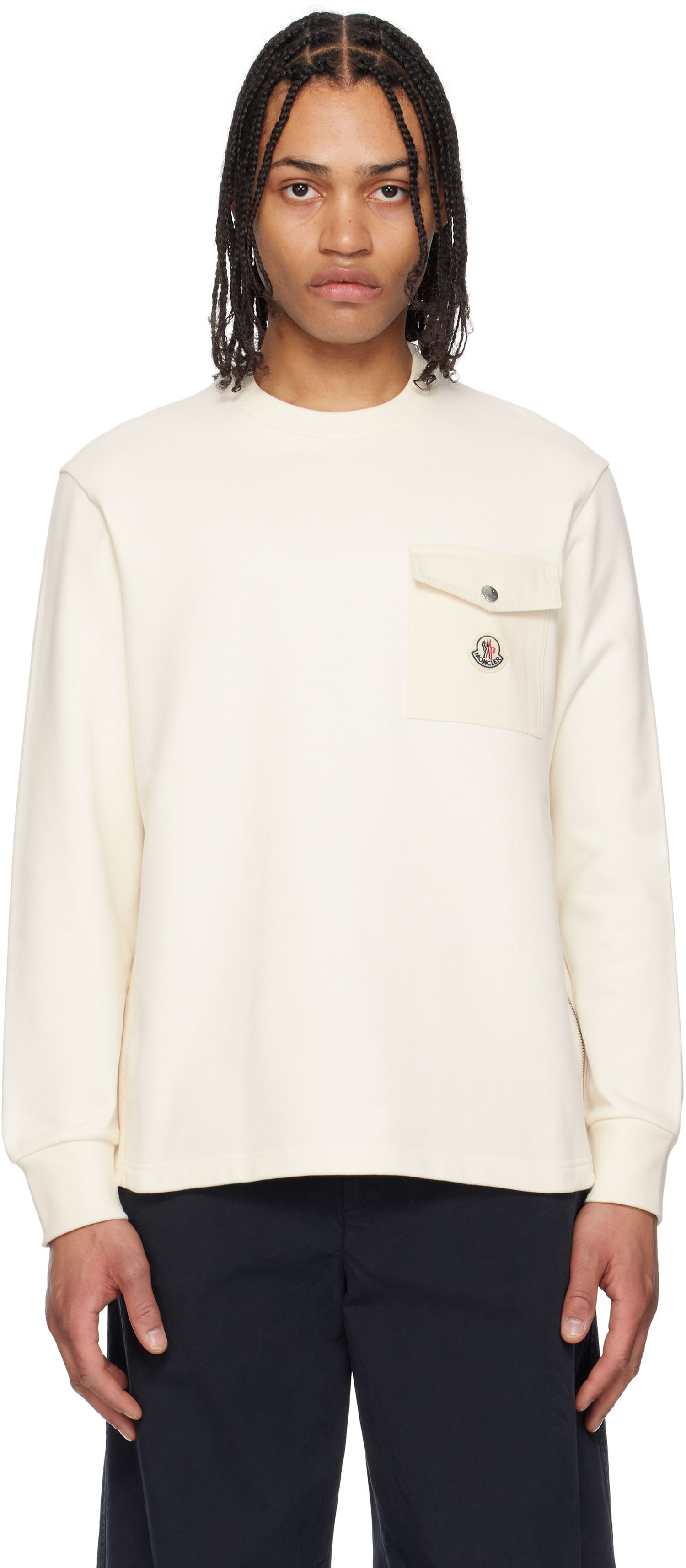 Sveter Moncler Moncler Cotton Pocket Sweatshirt Biela | K10918G0006789AUJ, 0