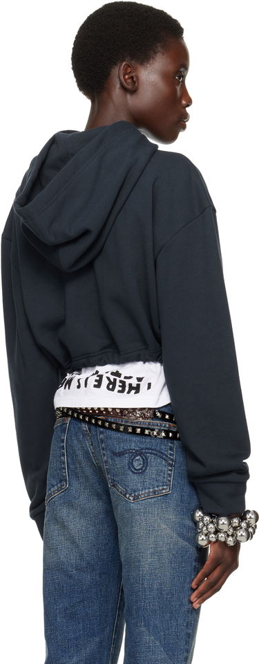 Mikina Comme des Garçons Comme des Garçons Girl Cotton Back Pile Cropped Hoodie Navy | NO-T016-051-1, 2