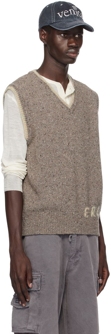 Sveter ERL Knit Vest With Logo Hnedá | ERL09N003, 4