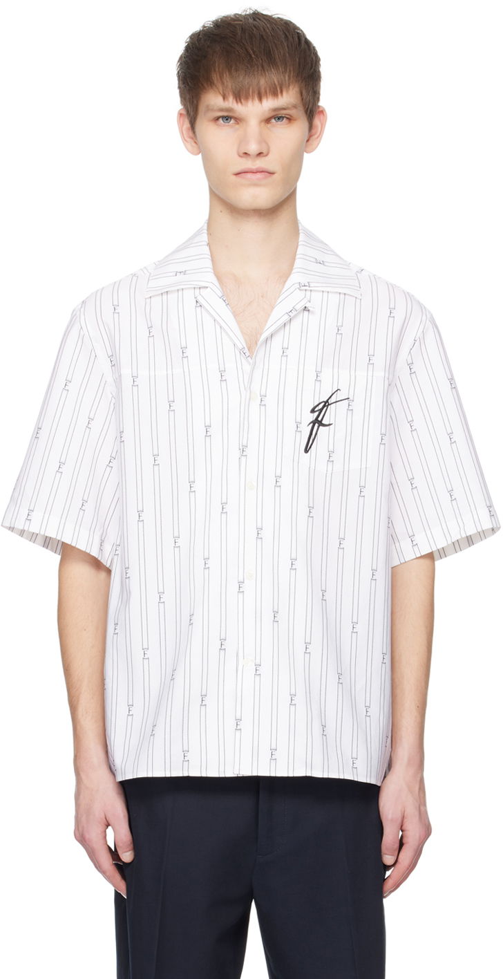 Košeľa FERRAGAMO Bowling Collar Pinstripe Shirt Biela | 770864, 0