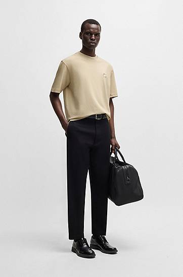 Tričko BOSS BOSS SELECTED BY SHOHEI OHTANI Mercerized Cotton T-Shirt with Double B Monogram Béžová | 50533343, 1