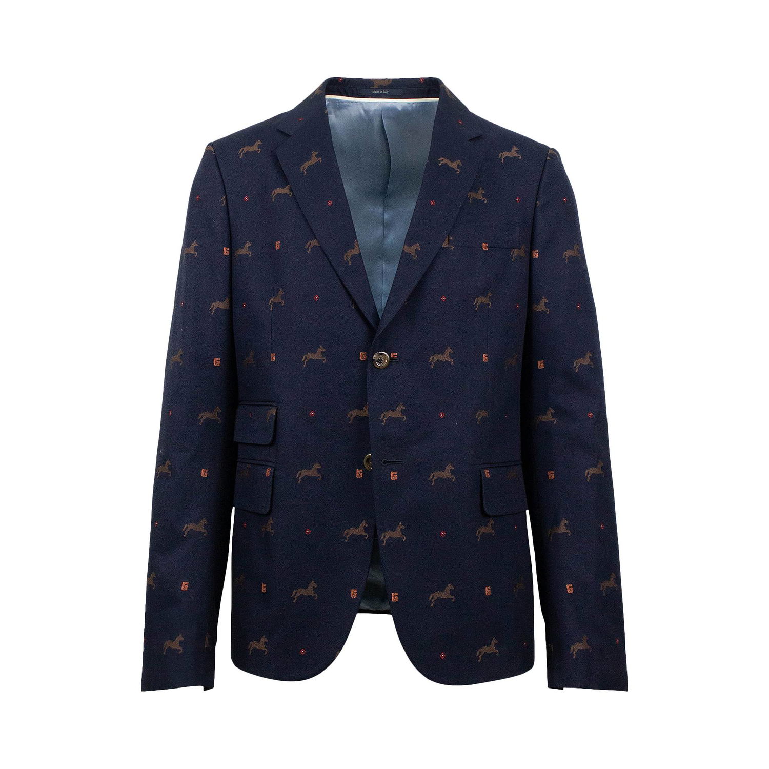 Kabáty Gucci Cambridge Horse Pattern Gabardine Blazer Jacket Navy | 546326 ZAAFU 4178, 1