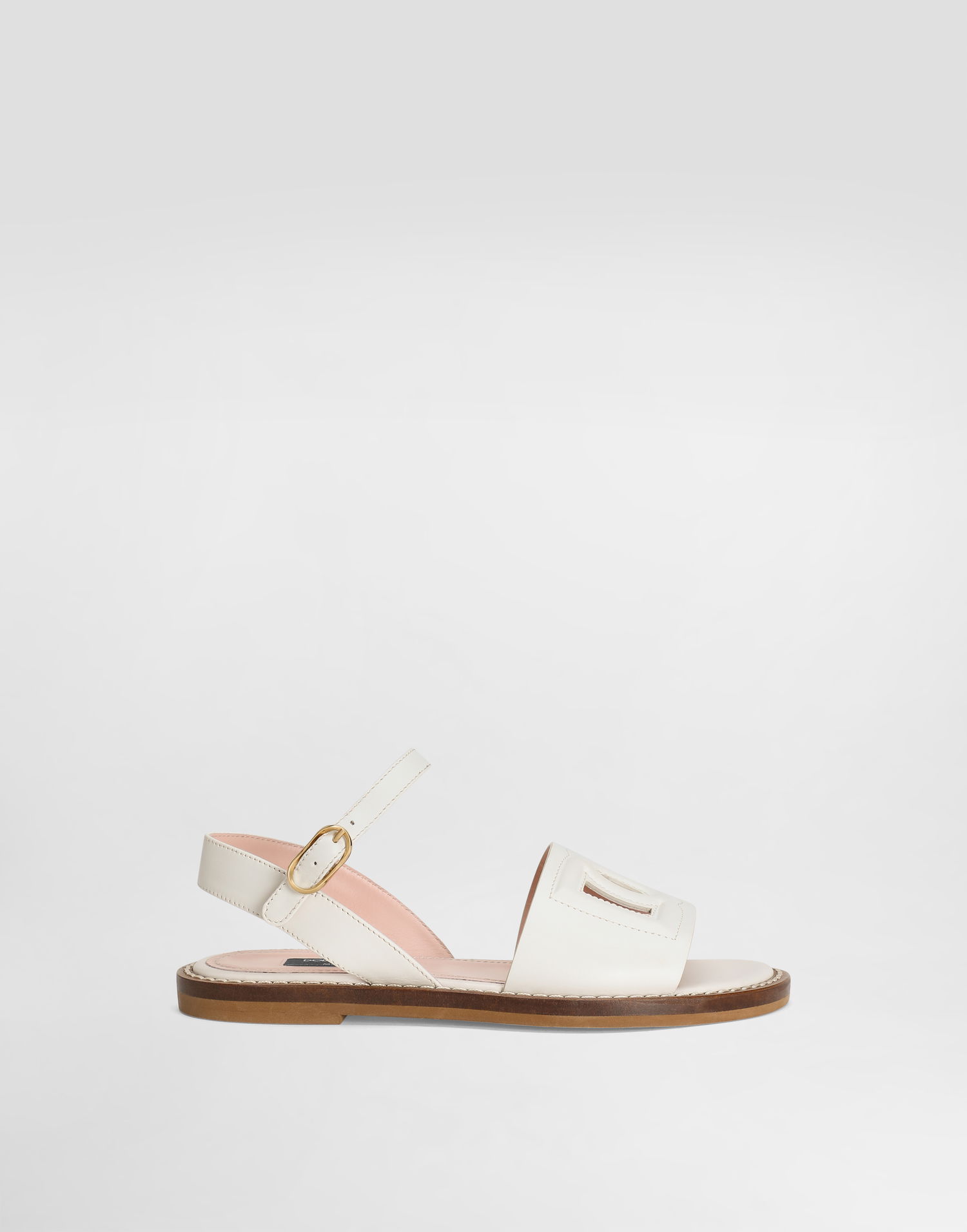Doplnky Dolce & Gabbana Dolce & Gabbana Calfskin Sandals With Cut-Out Logo Biela | D11308A12238S936, 0