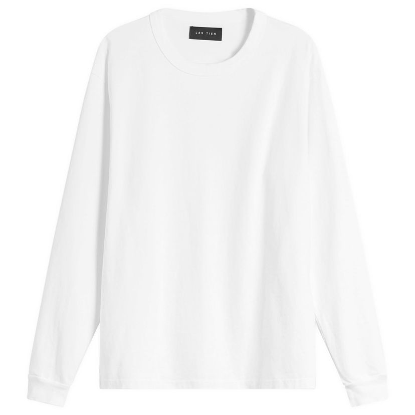 Tričko LES TIEN Heavyweight Binded Classic Long Sleeve T-Shirt Biela | HV-2090-WHT