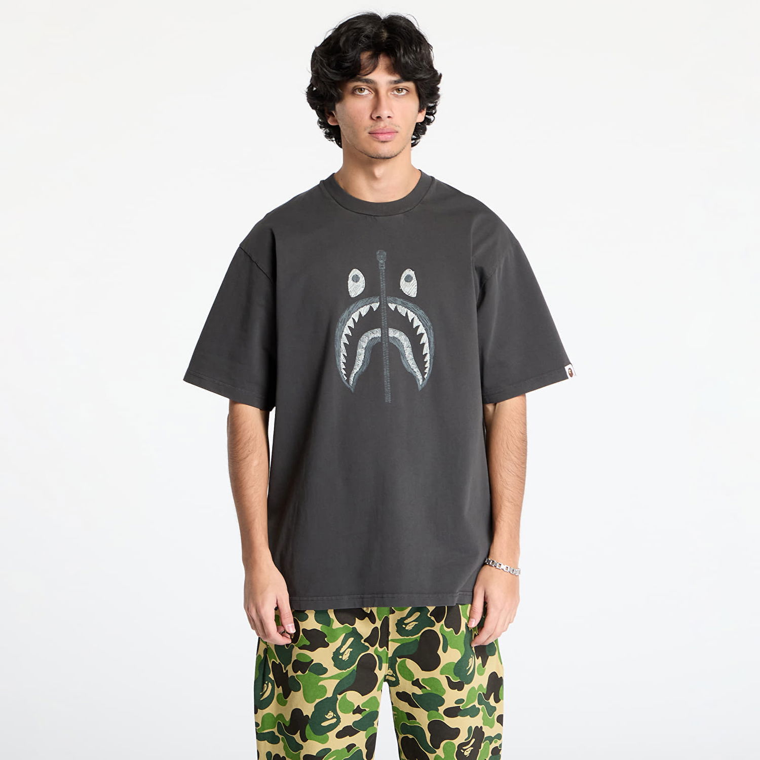 Tričko BAPE Garment Dye Shark Relaxed Fit Tee Šedá | 001CSK801316M BLK, 0