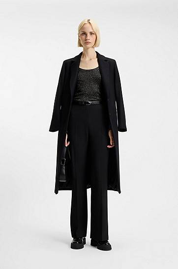 Sveter BOSS Sparkling Mixed-Rib Long-Sleeve Scoop-Neck Sweater Čierna | 50548250, 1