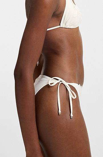 Plavky BOSS Tie-Side Bikini Bottoms with Embroidered Details Biela | 50540571, 1